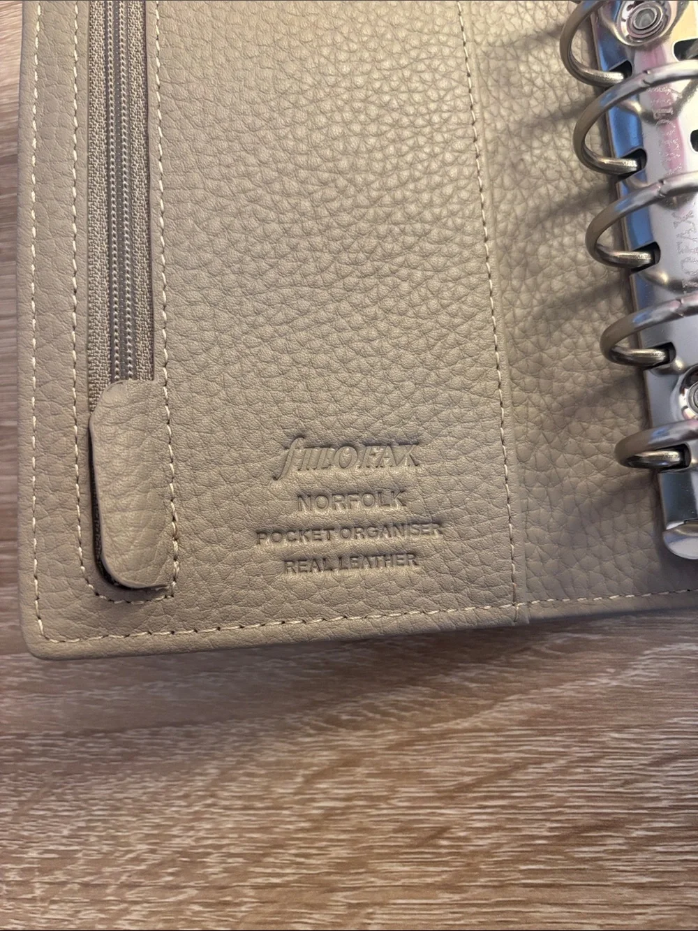 Filofax Norfolk Pocket Rings Leather Organizer NEW Taupe Leather